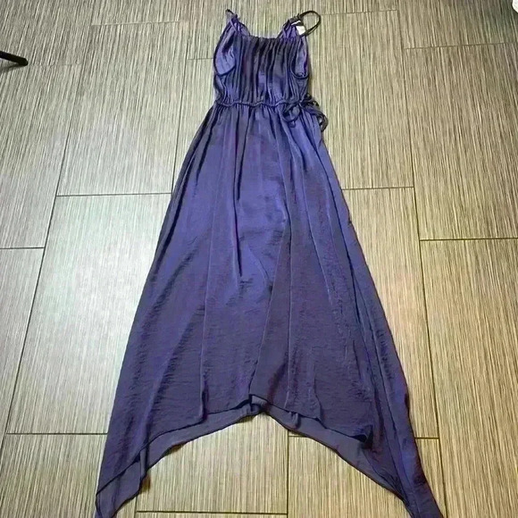 Wendy Bellissimo Blue Elastic Waist Tie Halter Neck Maternity Maxi Dress Size S - Picture 3 of 13